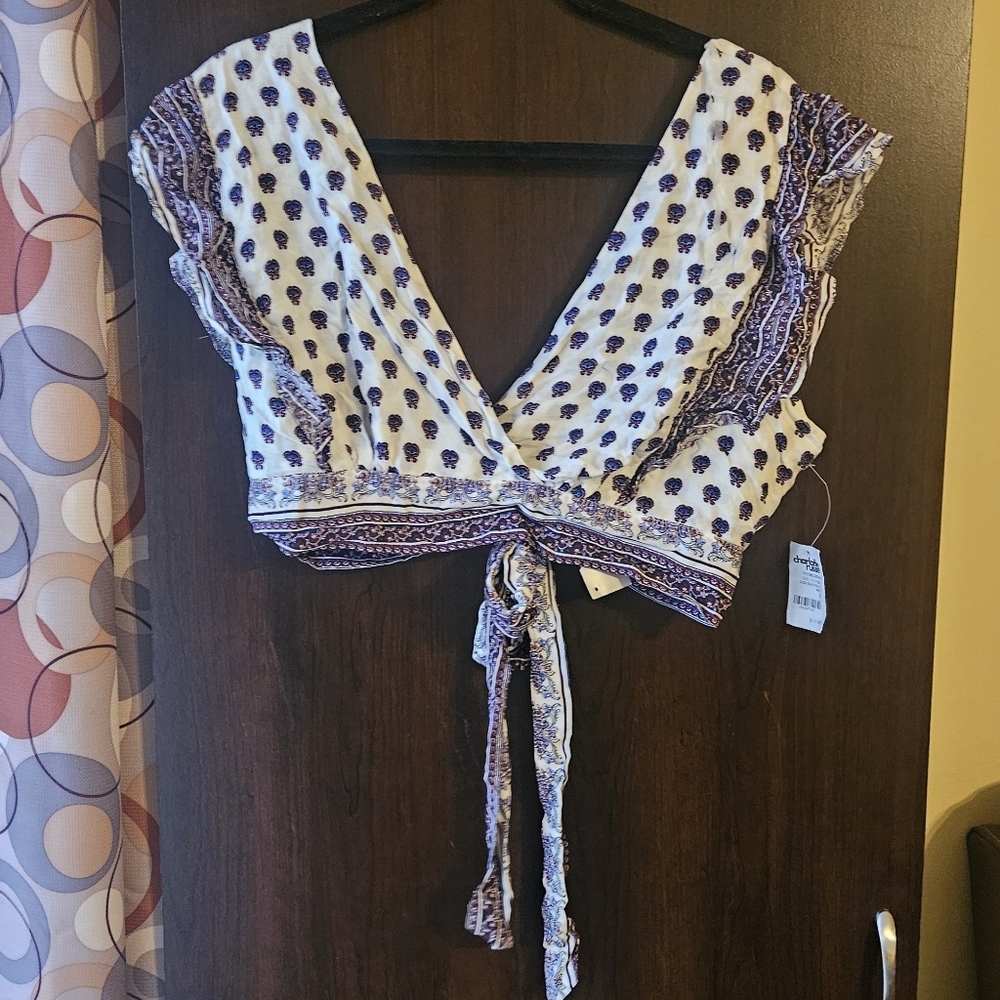 Charlotte Russe Purple Floral Wrap Blouse